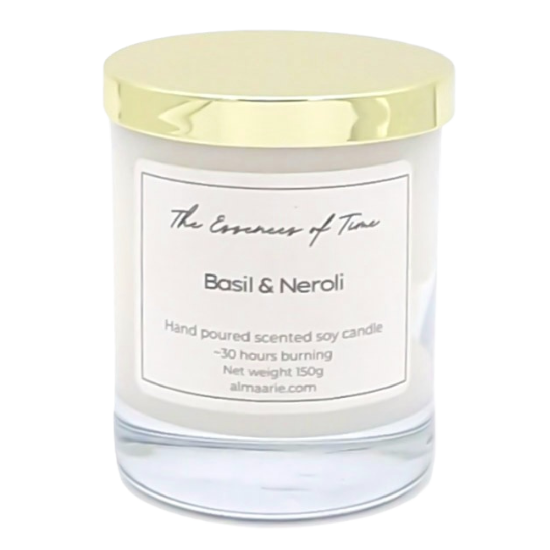 Basil and Neroli scented soya candle