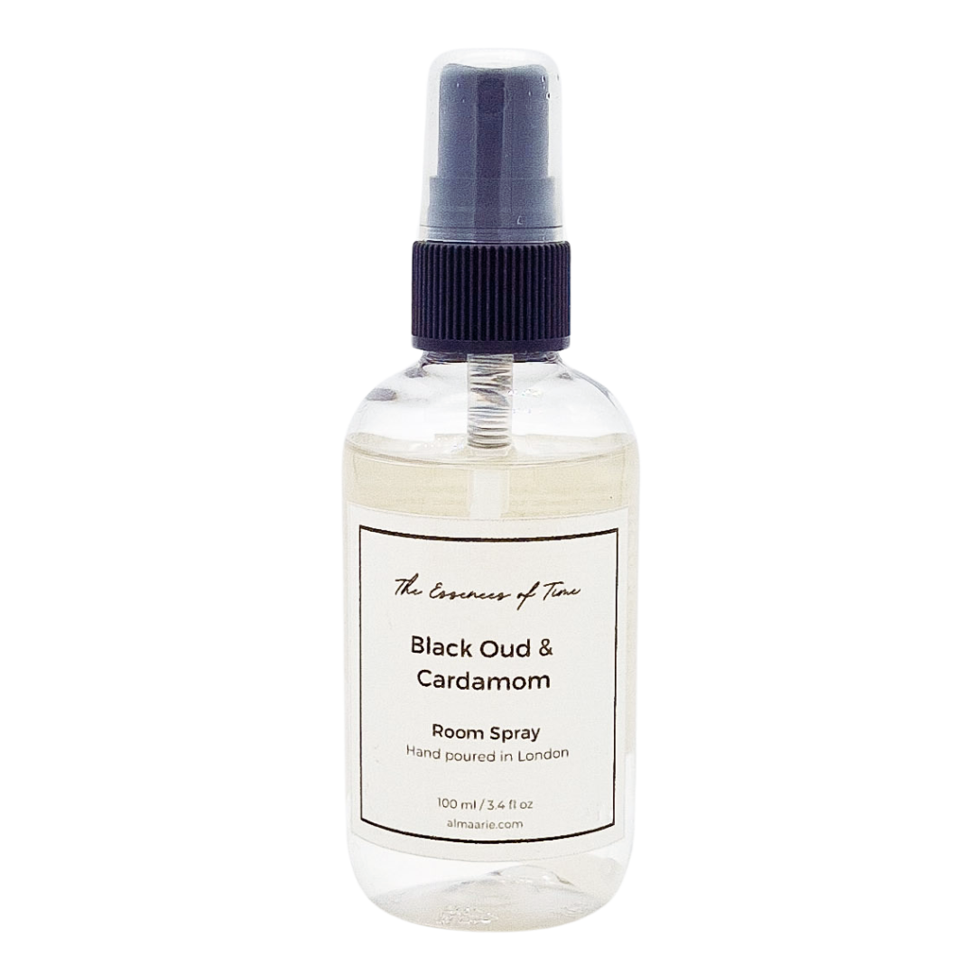 Black Oud and Cardamom fragranced scented room spray