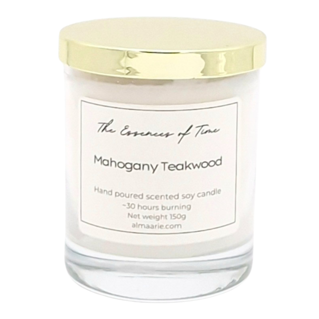 Mahogany and Teakwood scented soya candle