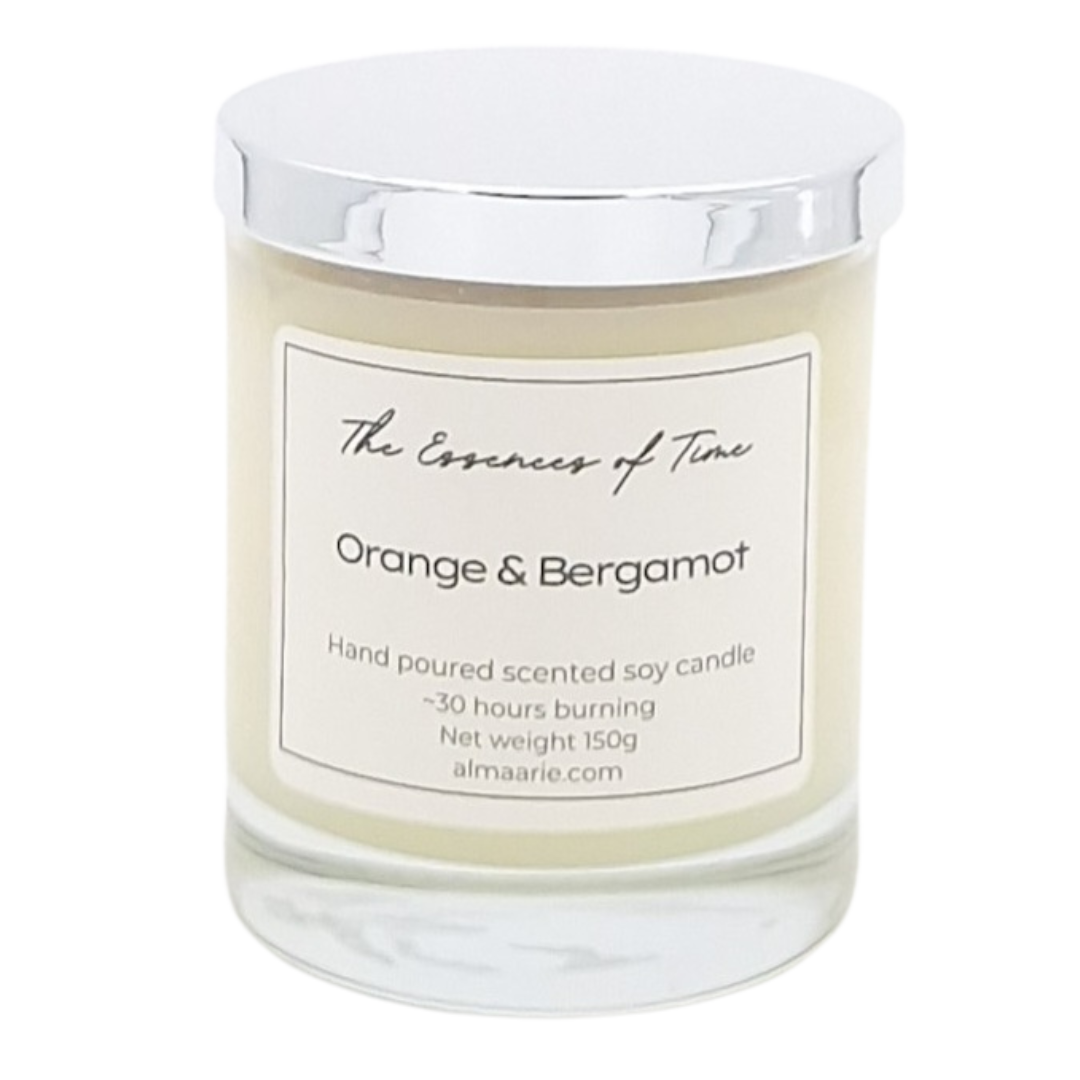 Orange and Bergamot scented soya candle