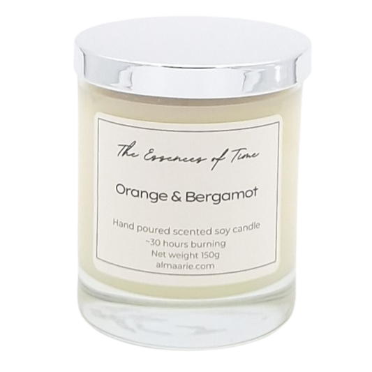 Orange and Bergamot scented soya candle